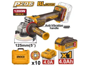 Ingco akkus sarokcsiszoló 125mm 1x4Ah akku
